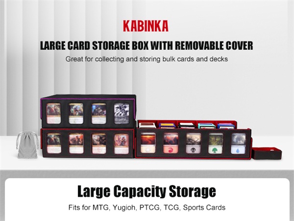 storing mtg cards Scimi Card Storage Box TCG Deck Case Holds Fits 5 Windows Decks Card Box Or 1800+ Sleeved for MTG, YuGiOh, Uno, TCG, Trading Cards with Mat Case and Strong How to store/organize a large