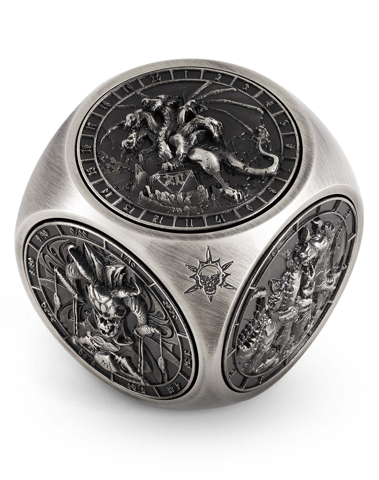 Kabinka Spinner Dice for 7 in 1 DND Dice Set, Unique Metal Dice for Dungeons and Dragons RPG Role Playing Gaming (Ancient Silver)
