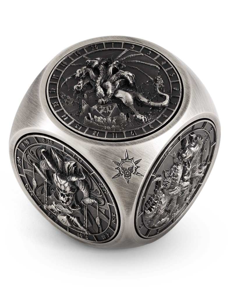 Kabinka Spinner Dice for 7 in 1 DND Dice Set, Unique Metal Dice for Dungeons and Dragons RPG Role Playing Gaming (Ancient Silver)