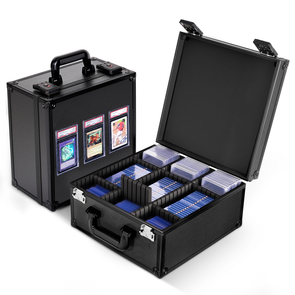 Kabinka Graded Card Storage Box with Display Window for PSA/CGC Holder, TSA Combination Lock Trading Deck Case for Sports Cards, Storage Slab Case with 6+2 EVA Dividers for MTG/TCGs(Black)