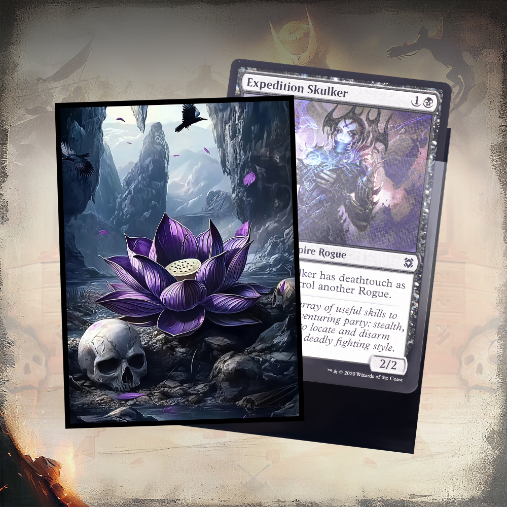 KABINKA MTG Card Sleeves - 100 Standard Size Pack Clear Front & Matte Finish Back with Black Lotus, Premium Sleeves for Magic The Gathering TCG