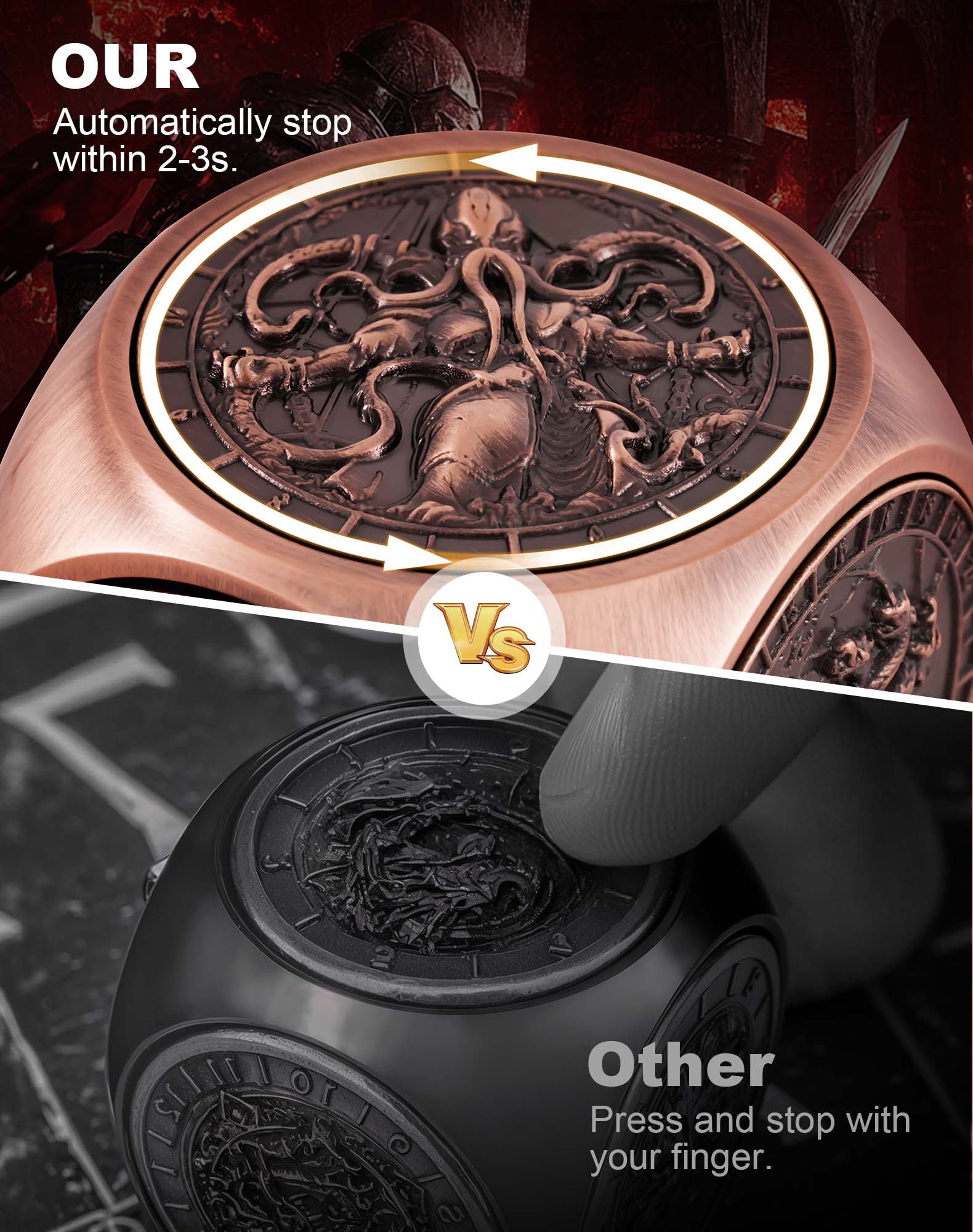 Kabinka Spinner Dice for 7 in 1 DND Dice Set, Unique Metal Dice for Dungeons and Dragons RPG Role Playing Gaming (Red Copper)