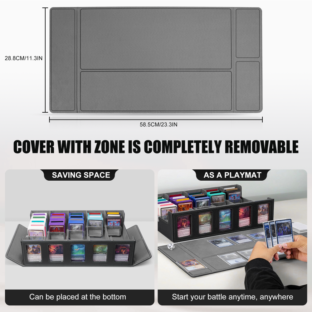 Kabinka Trading Card Storage Box with Commander Display, 5-Row Deck Case with Removable Lid; 3900+ Card Deck Box for MTG TCG Sports Cards, 5 Toploaders, 5 Stoppers, 48 Dividers,1 Dice Tray (Black)