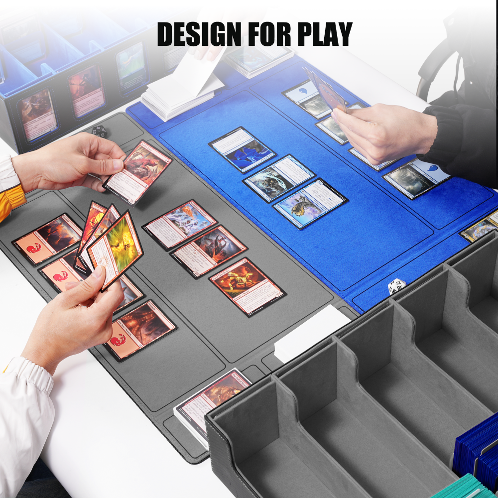 Kabinka Trading Card Storage Box with Commander Display, 5-Row Deck Case with Removable Lid; 3900+ Card Deck Box for MTG TCG Sports Cards, 5 Toploaders, 5 Stoppers, 48 Dividers,1 Dice Tray (Black)