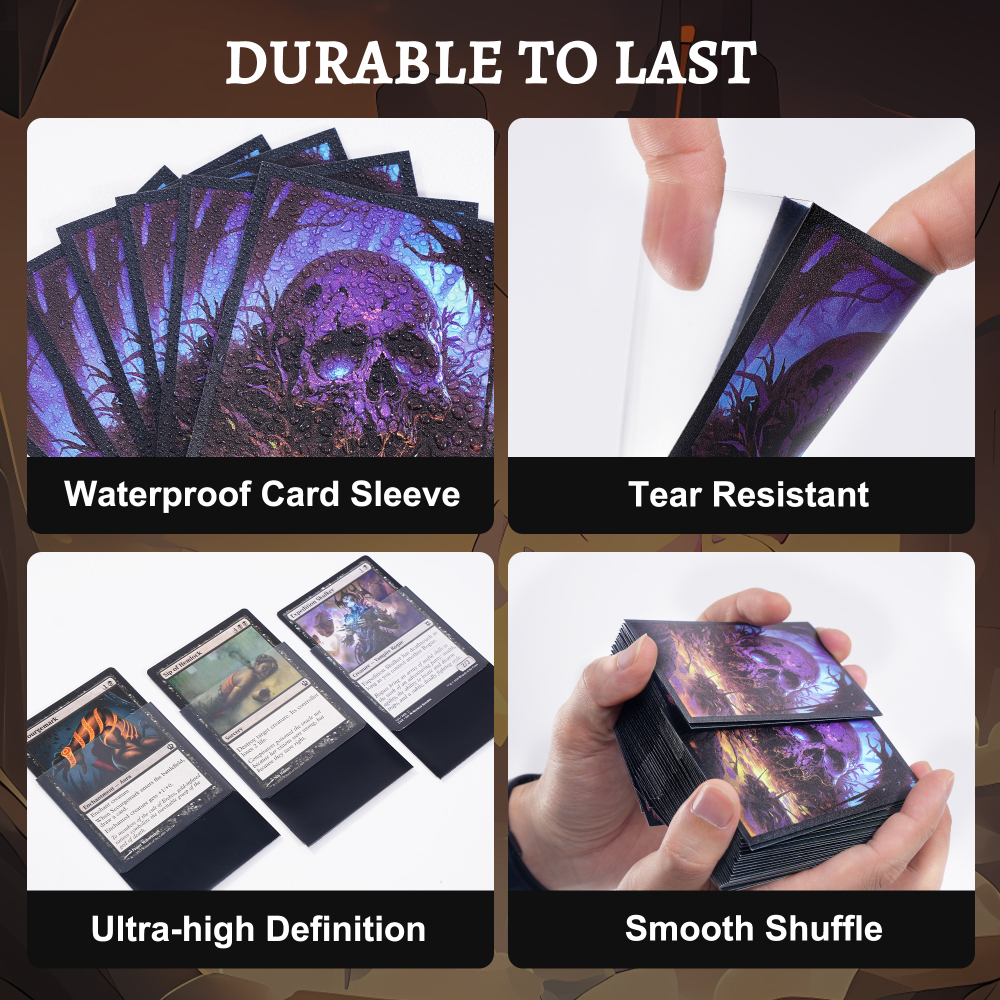 KABINKA MTG Card Sleeves - 100 Standard Size Pack Clear Front & Matte Finish Back with Skull, Premium Sleeves for Magic The Gathering TCG