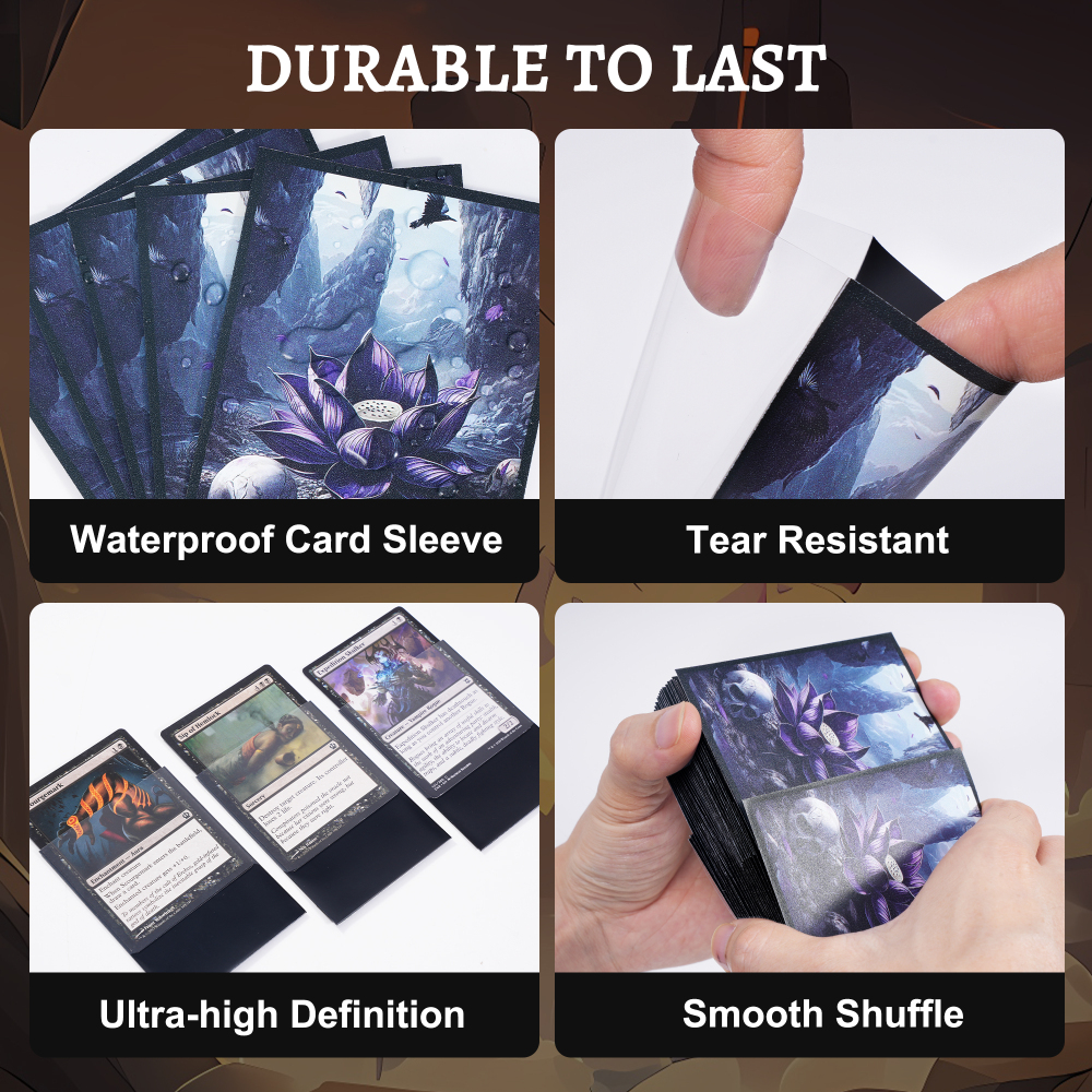 KABINKA MTG Card Sleeves - 100 Standard Size Pack Clear Front & Matte Finish Back with Black Lotus, Premium Sleeves for Magic The Gathering TCG