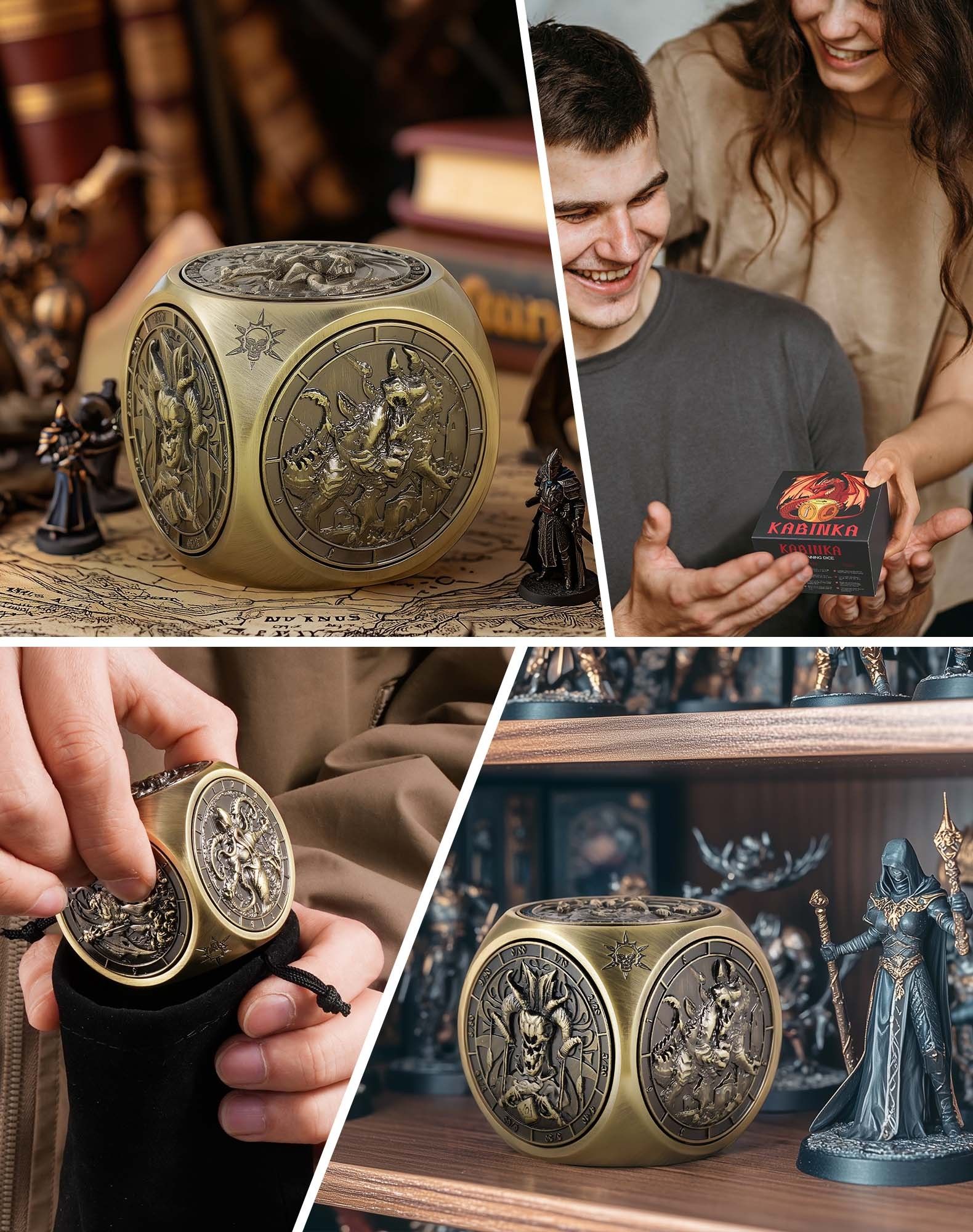 Kabinka Spinner Dice for 7 in 1 DND Dice Set, Unique Metal Dice for Dungeons and Dragons RPG Role Playing Gaming (Red Copper)