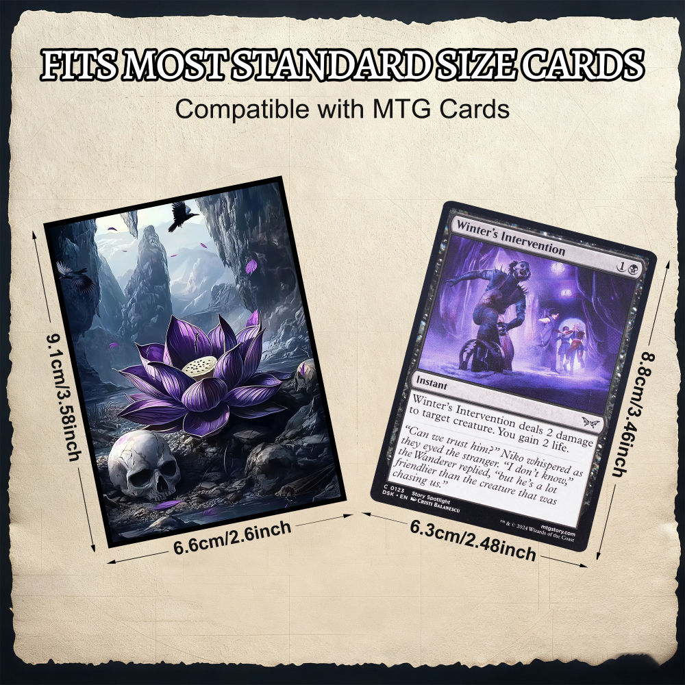 KABINKA MTG Card Sleeves - 100 Standard Size Pack Clear Front & Matte Finish Back with Black Lotus, Premium Sleeves for Magic The Gathering TCG