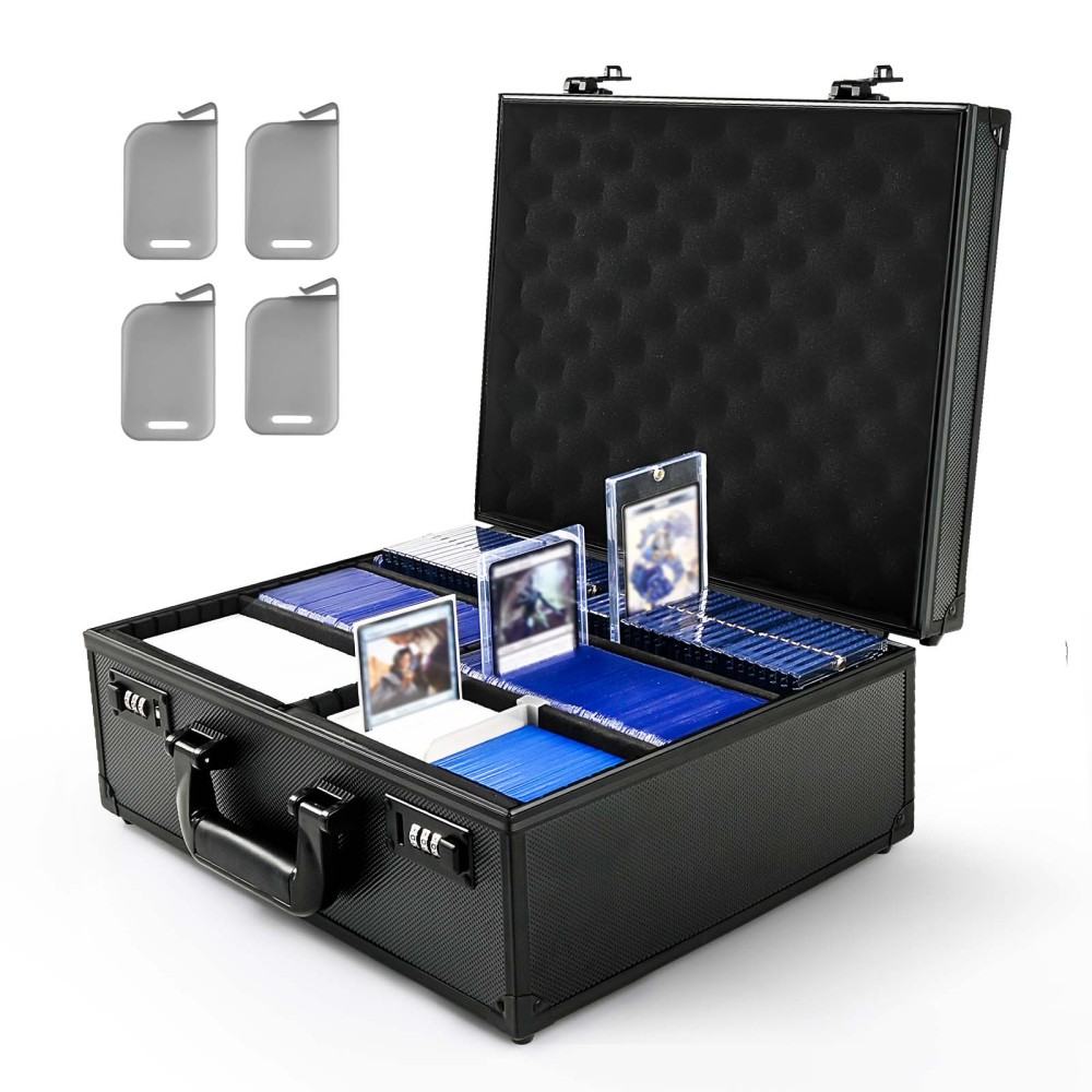 Kabinka Toploader Storage Box for 3" X 4" 35pt Rigid Cards, Trading Card Storage Box with Combination Lock, Top Loader Storage Hard Case, Sports Card Case (Holds 600+ Toploaders, Black)