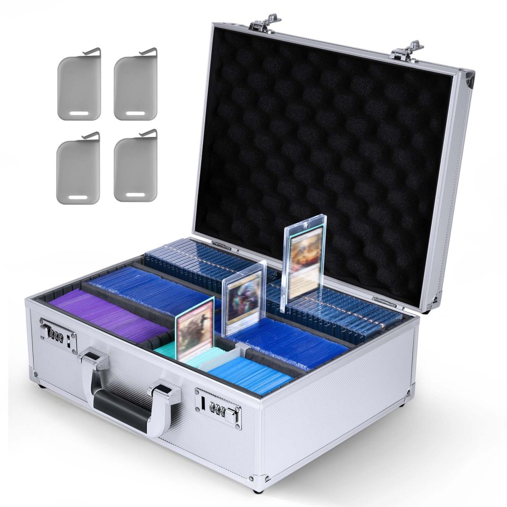 Kabinka Toploader Storage Box for 3" X 4" 35pt Rigid Cards, Trading Card Storage Box with Combination Lock, Top Loader Storage Hard Case, Sports Card Case (Holds 600+ Toploaders, Black)