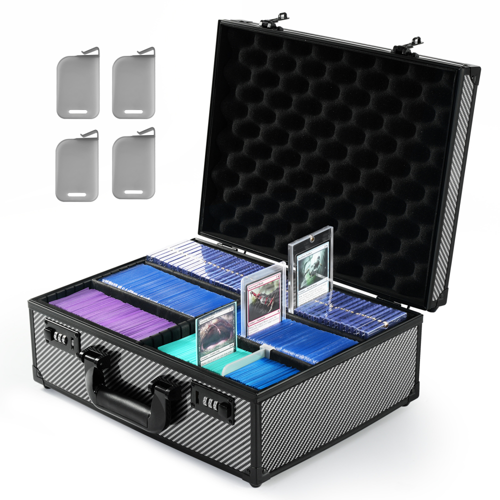 Kabinka Toploader Storage Box for 3" X 4" 35pt Rigid Cards, Trading Card Storage Box with Combination Lock, Top Loader Storage Hard Case, Sports Card Case (Holds 600+ Toploaders, Black)