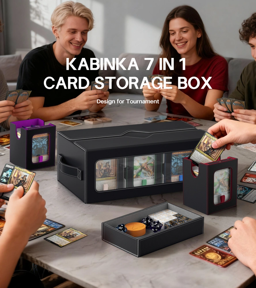 Kabinka MTG Commander Deck Box, 6-Deck Modular Card Case with Dice Tray