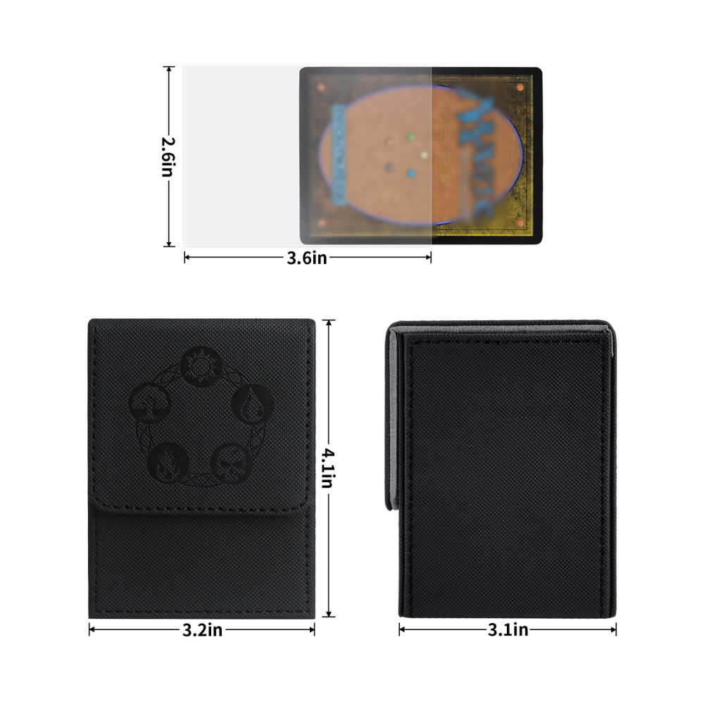 Kabinka Card Deck Box for MTG Yugioh TCG, Card Storage Box with Dividers Holds 100+ Sleeved Cards, Premium Card Deck Case Compatible with CCG Trading Cards (Black Grey)
