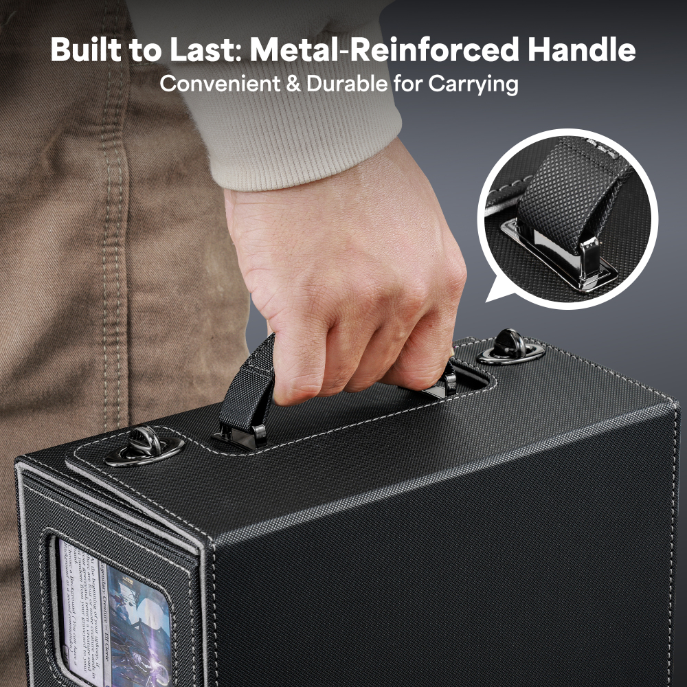 Kabinka Commander Deck Box for MTG with Handle, Multi Deck Case with Large Dice Tray Fits 400+ Double-Sleeved Cards, 5 IN 1 TCG Card Storage Box with Commander Display, 35PT Card Holder (Black Purple)