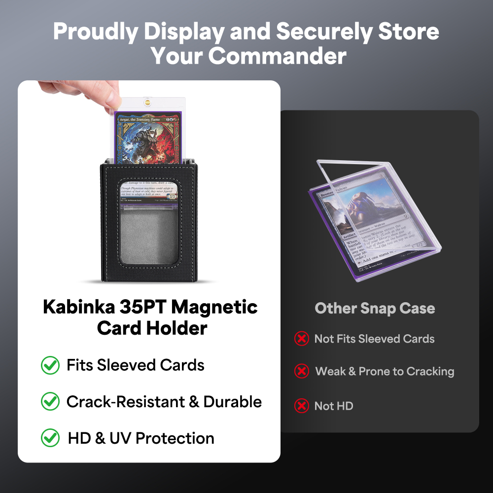 Kabinka Commander Deck Box for MTG with Handle, Multi Deck Case with Large Dice Tray Fits 400+ Double-Sleeved Cards, 5 IN 1 TCG Card Storage Box with Commander Display, 35PT Card Holder (Black Purple)