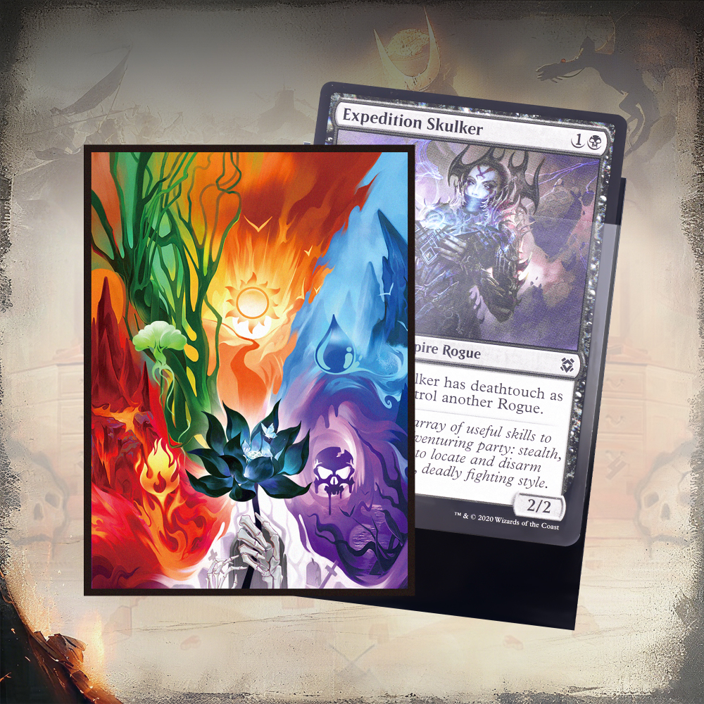 KABINKA MTG Card Sleeves - 100 Standard Size Pack Clear Front & Matte Finish Back with Five Elements, Premium Sleeves for Magic The Gathering TCG