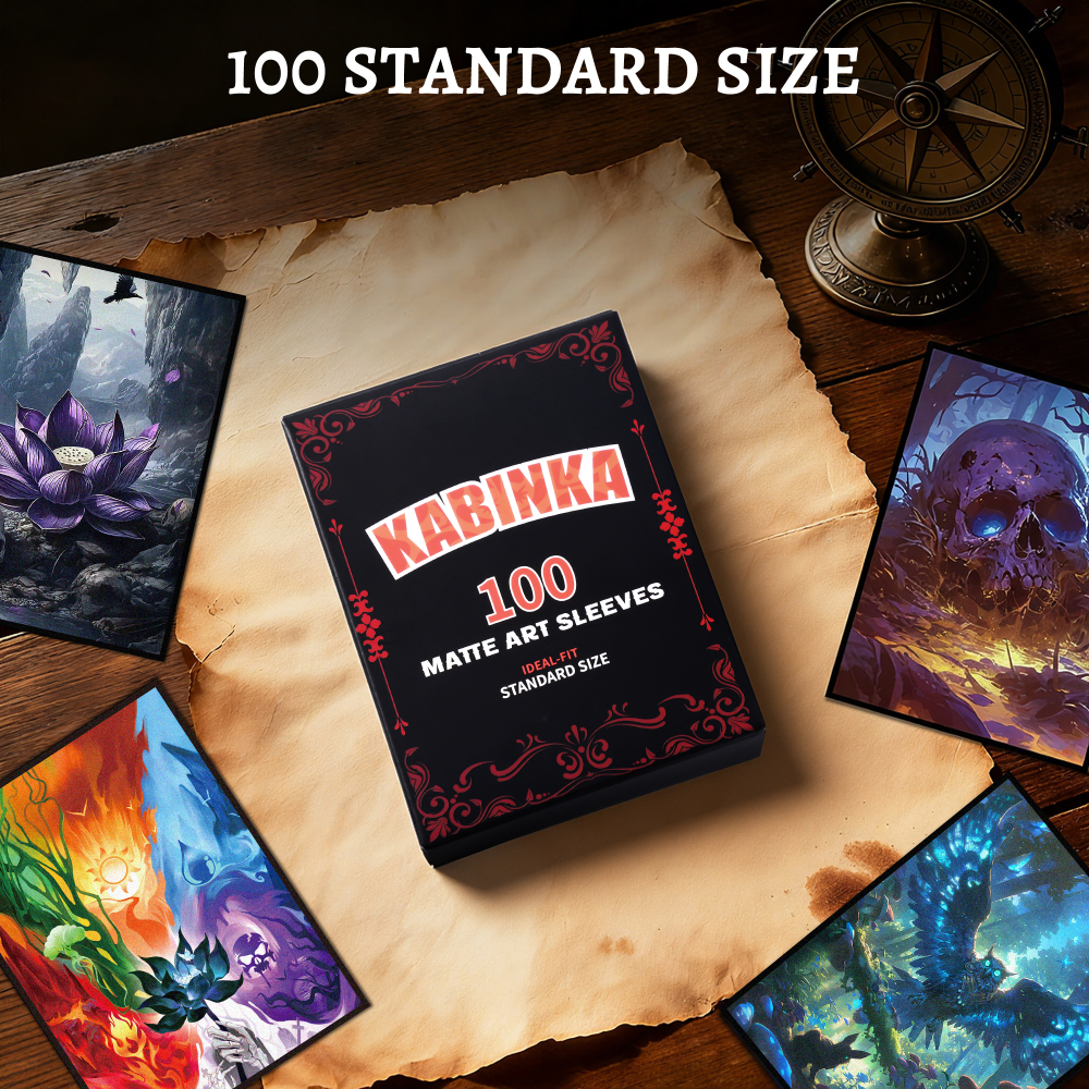 KABINKA MTG Card Sleeves - 100 Standard Size Pack Clear Front & Matte Finish Back with Five Elements, Premium Sleeves for Magic The Gathering TCG