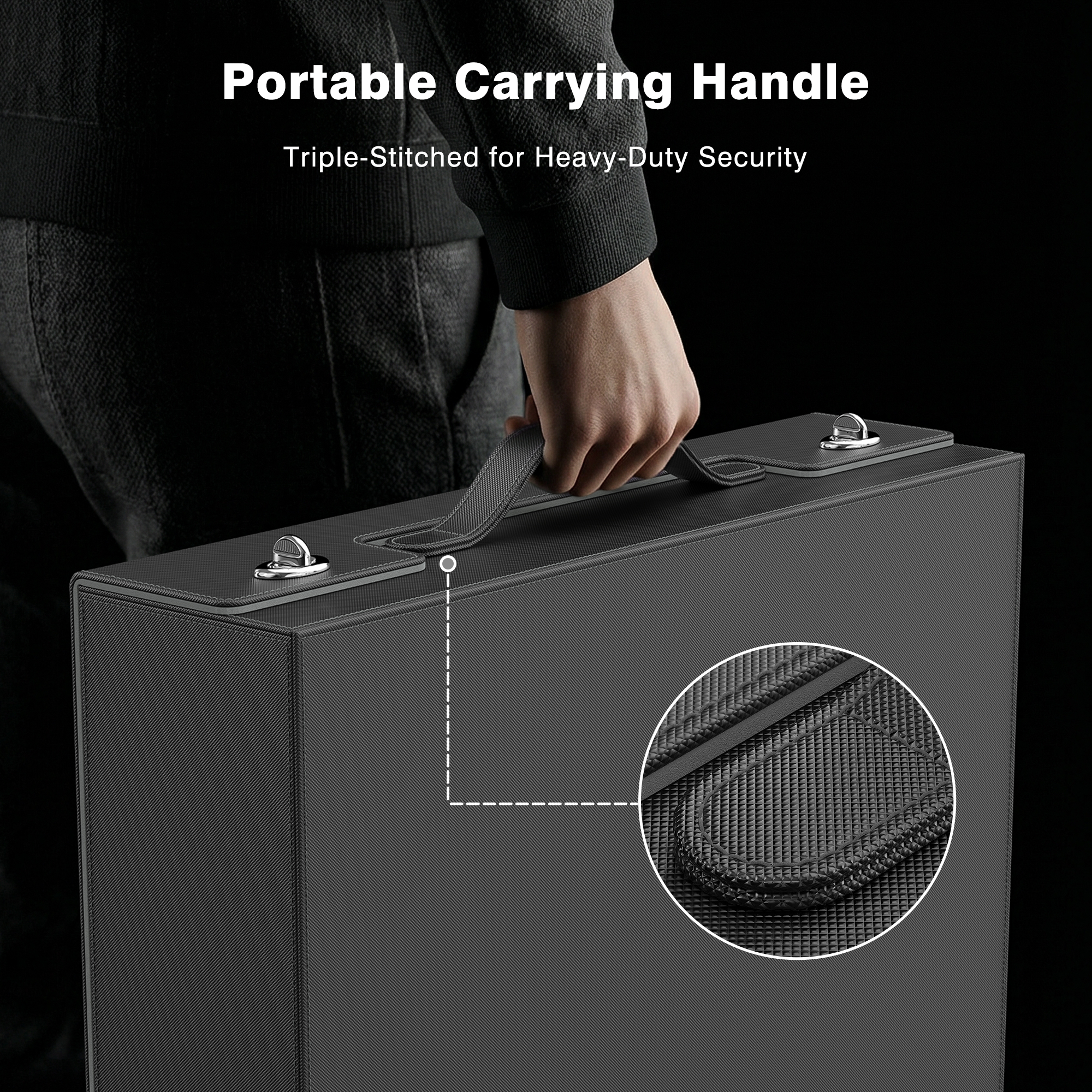Kabinka Trading Card Storage Box with Handle & Mechanical Latch,5-Row 3900+ Commander MTG Card Case with Sealed Display Window,Top loaders Organizer Deck Box for MTG/TCG/PTCG/Sports Cards (Black)