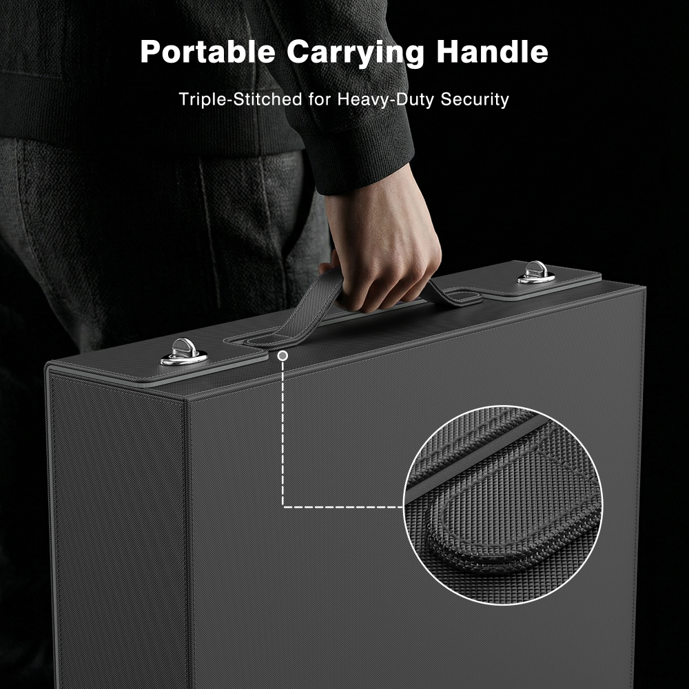 Kabinka Trading Card Storage Box with Handle & Mechanical Latch,5-Row 3900+ Commander MTG Card Case with Sealed Display Window,Top loaders Organizer Deck Box for MTG/TCG/PTCG/Sports Cards (Black)