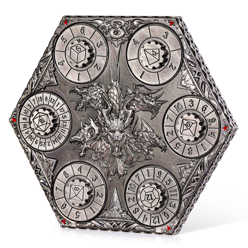 Kabinka DND Dice Set, 7 in 1 Metal Spin-Dial Dice with Storage Bag, Portable Celtic Knot D&D Dice for D4/D6/D8/D10/D12/D20 Role Playing Board Games (Bronze)