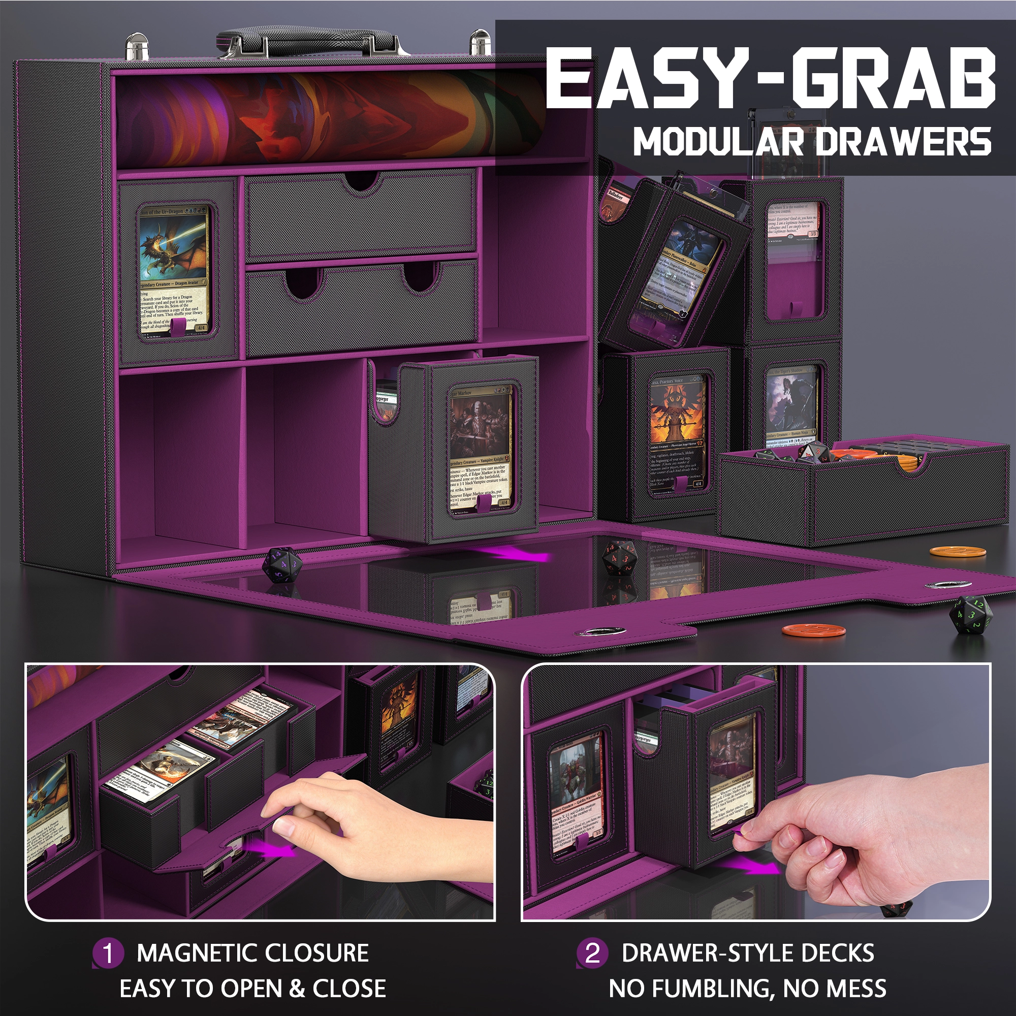 mtg modular commander deck Kabinka Box, 6-Deck Card Case with 100 PCS Card Sleeves, Dice Tray Its innovative 8 + 2 modular design provides unmatched utility with 8 sliding deck cases and 2 dedicated compartments I Need Help Making Modular
