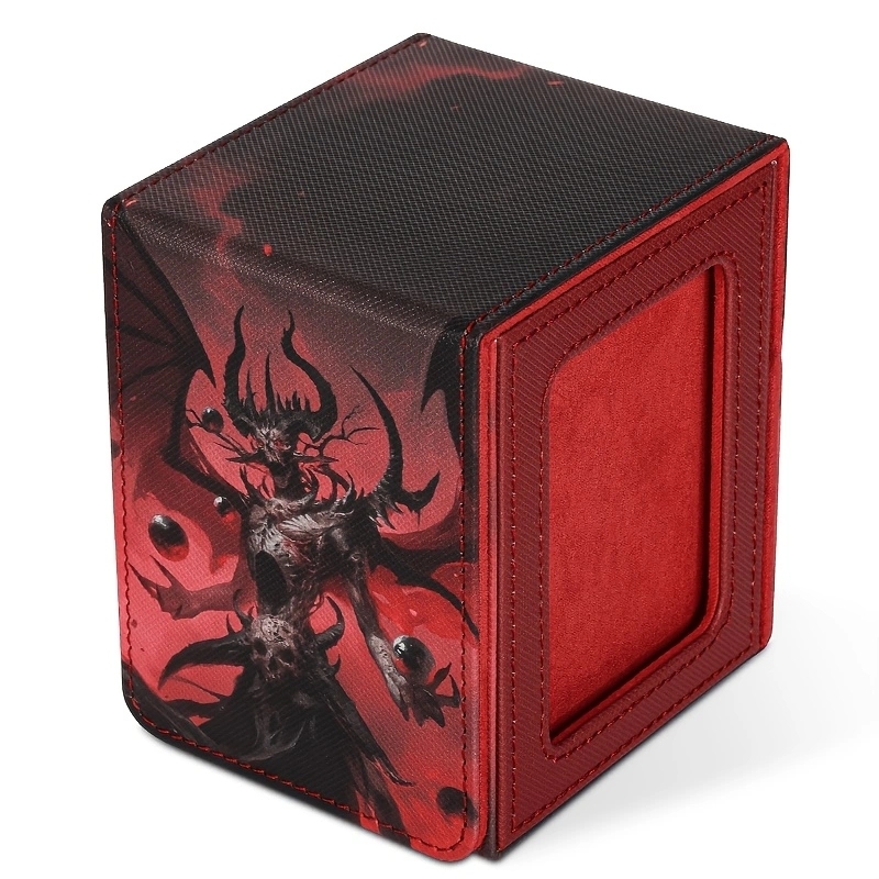 KABINKA PU Leather Card Deck Box with CCG Display Window & Lid Suitable for TCG Trading Cards, PU Case Holds 100+ Double-Sleeved Cards for CCG, TCG Storage Case for Collectors, Display Cover