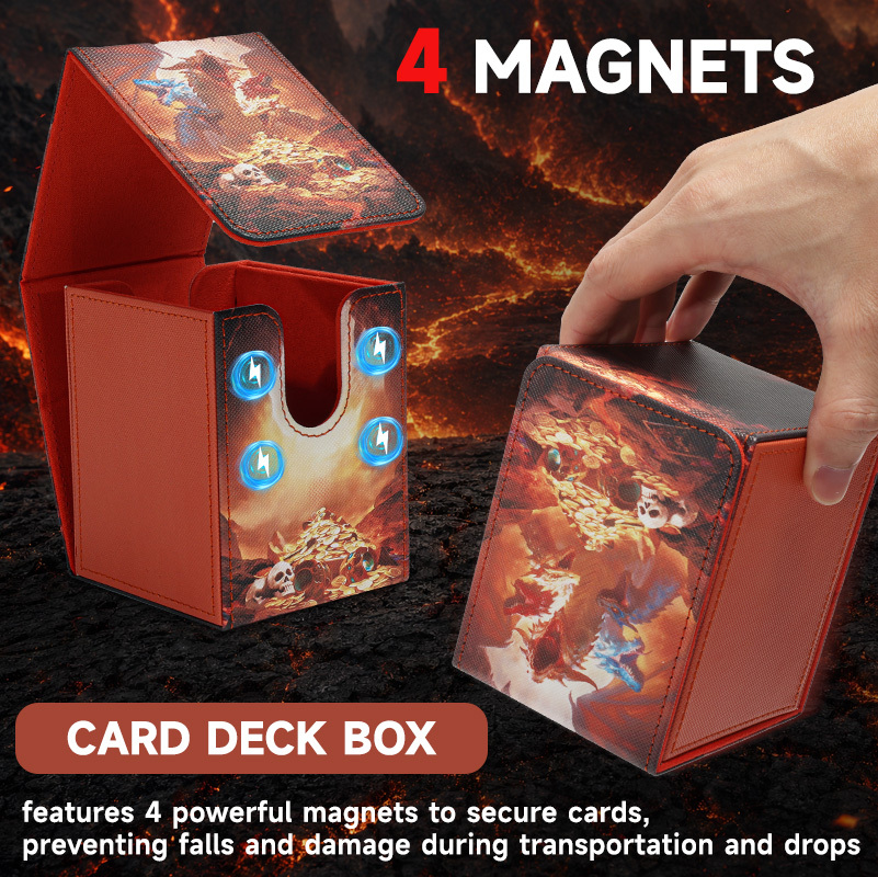 KABINKA PU Leather Card Deck Box with CCG Display Window & Lid Suitable for TCG Trading Cards, PU Case Holds 100+ Double-Sleeved Cards for CCG, TCG Storage Case for Collectors, Display Cover