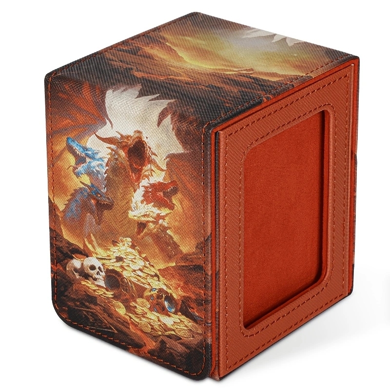 KABINKA PU Leather Card Deck Box with CCG Display Window & Lid Suitable for TCG Trading Cards, PU Case Holds 100+ Double-Sleeved Cards for CCG, TCG Storage Case for Collectors, Display Cover