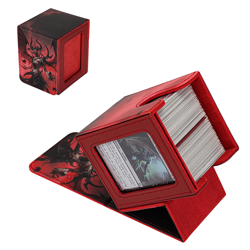 KABINKA PU Leather Card Deck Box with CCG Display Window & Lid Suitable for TCG Trading Cards, PU Case Holds 100+ Double-Sleeved Cards for CCG, TCG Storage Case for Collectors, Display Cover
