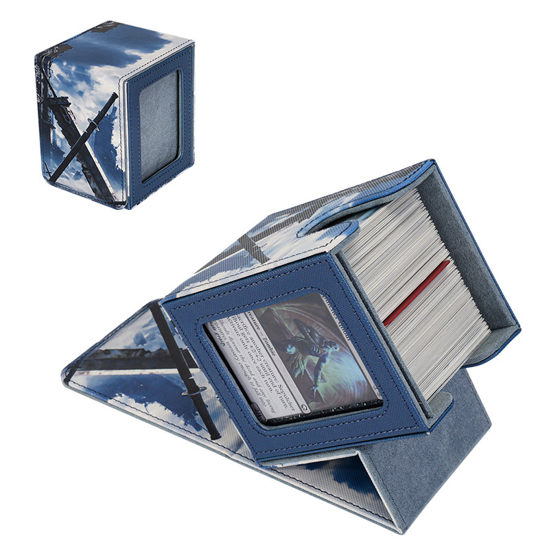 KABINKA PU Leather Card Deck Box with CCG Display Window & Lid Suitable for TCG Trading Cards, PU Case Holds 100+ Double-Sleeved Cards for CCG, TCG Storage Case for Collectors, Display Cover