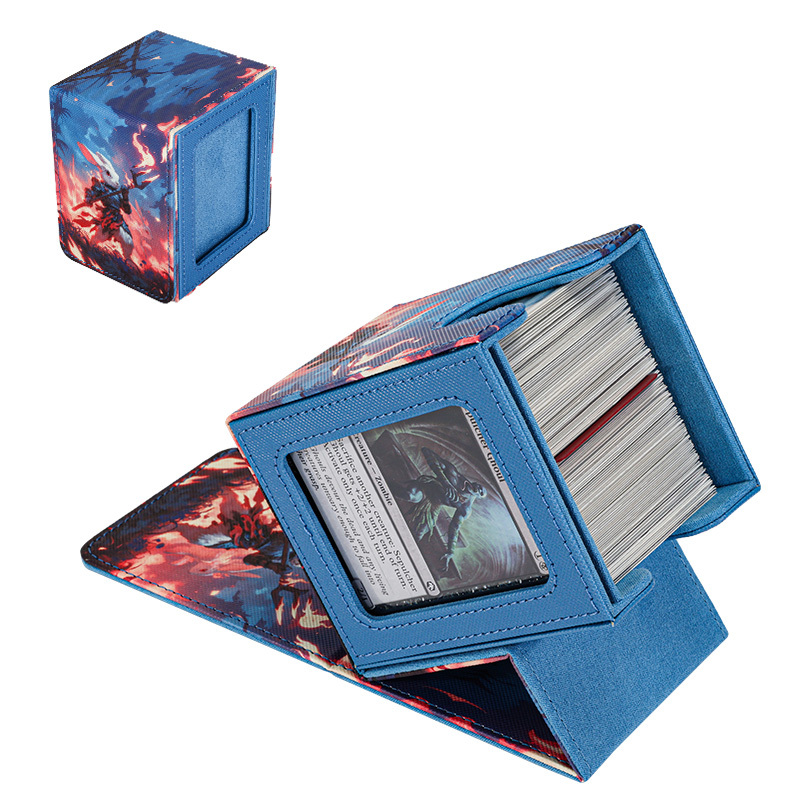 KABINKA PU Leather Card Deck Box with CCG Display Window & Lid Suitable for TCG Trading Cards, PU Case Holds 100+ Double-Sleeved Cards for CCG, TCG Storage Case for Collectors, Display Cover