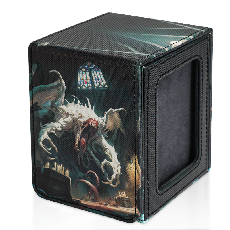 KABINKA PU Leather Card Deck Box with CCG Display Window & Lid Suitable for TCG Trading Cards, PU Case Holds 100+ Double-Sleeved Cards for CCG, TCG Storage Case for Collectors, Display Cover
