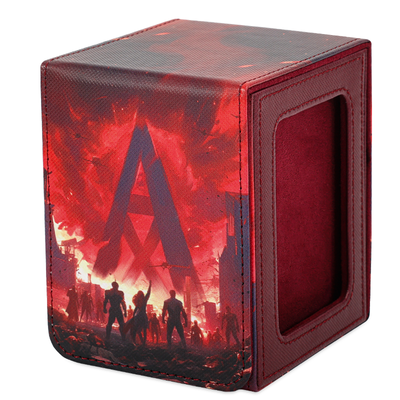 KABINKA PU Leather Card Deck Box with CCG Display Window & Lid Suitable for TCG Trading Cards, PU Case Holds 100+ Double-Sleeved Cards for CCG, TCG Storage Case for Collectors, Display Cover
