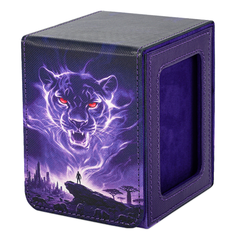 KABINKA PU Leather Card Deck Box with CCG Display Window & Lid Suitable for TCG Trading Cards, PU Case Holds 100+ Double-Sleeved Cards for CCG, TCG Storage Case for Collectors, Display Cover