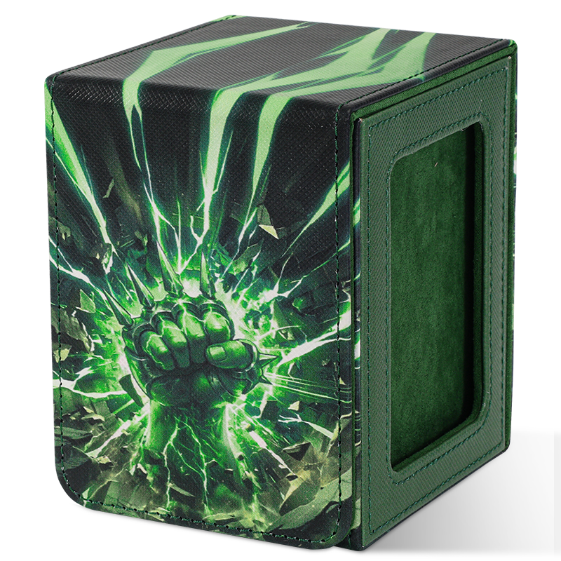 KABINKA PU Leather Card Deck Box with CCG Display Window & Lid Suitable for TCG Trading Cards, PU Case Holds 100+ Double-Sleeved Cards for CCG, TCG Storage Case for Collectors, Display Cover
