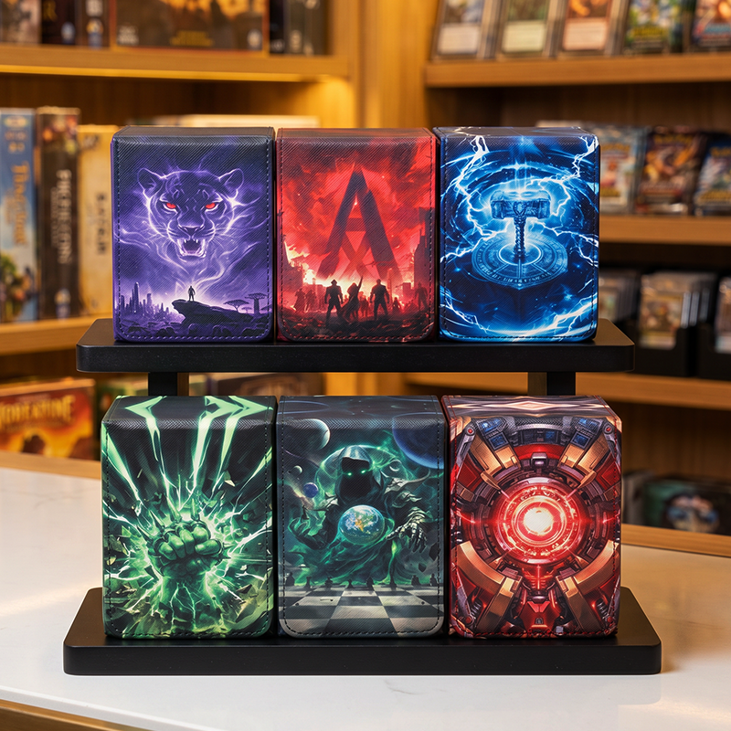 KABINKA PU Leather Card Deck Box with CCG Display Window & Lid Suitable for TCG Trading Cards, PU Case Holds 100+ Double-Sleeved Cards for CCG, TCG Storage Case for Collectors, Display Cover