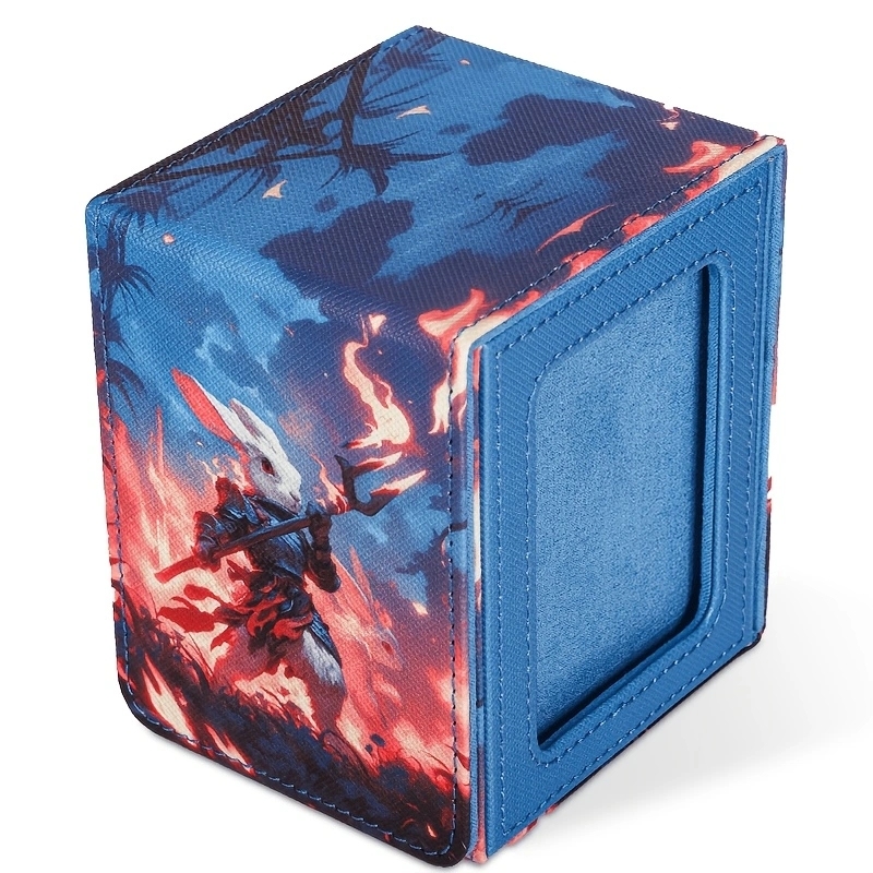 KABINKA PU Leather Card Deck Box with CCG Display Window & Lid Suitable for TCG Trading Cards, PU Case Holds 100+ Double-Sleeved Cards for CCG, TCG Storage Case for Collectors, Display Cover
