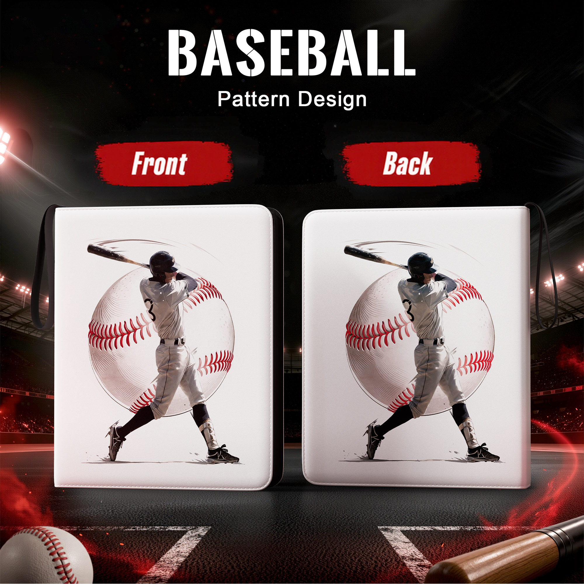 Kabinka 9 Pocket Baseball Card Binder, 900 Standard Cards Sports Card Binder with Zipper, Protective Trading Card Binder Collector Organizer for Baseball Sports Cards TCG (Baseball 1)
