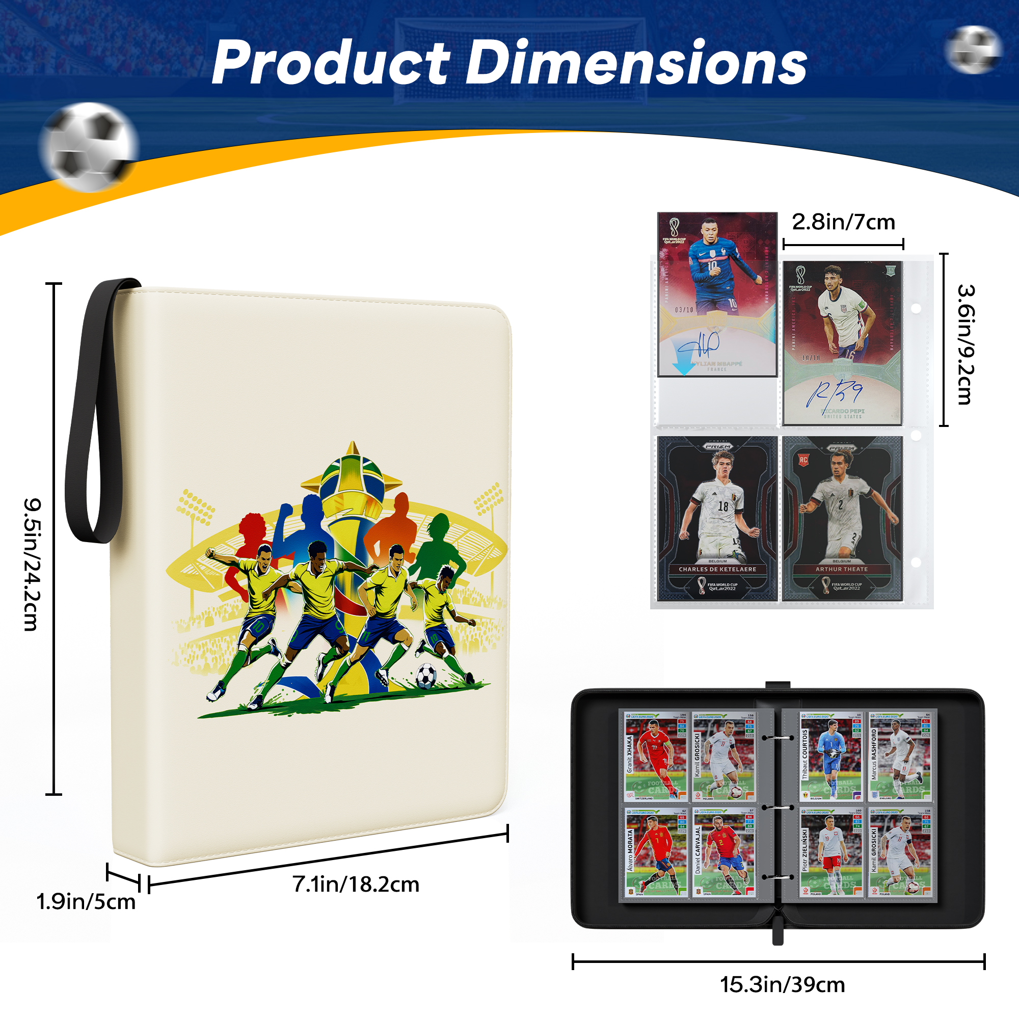 Kabinka 4-Pocket Soccer Card Binder, Holds 400 Trading Cards