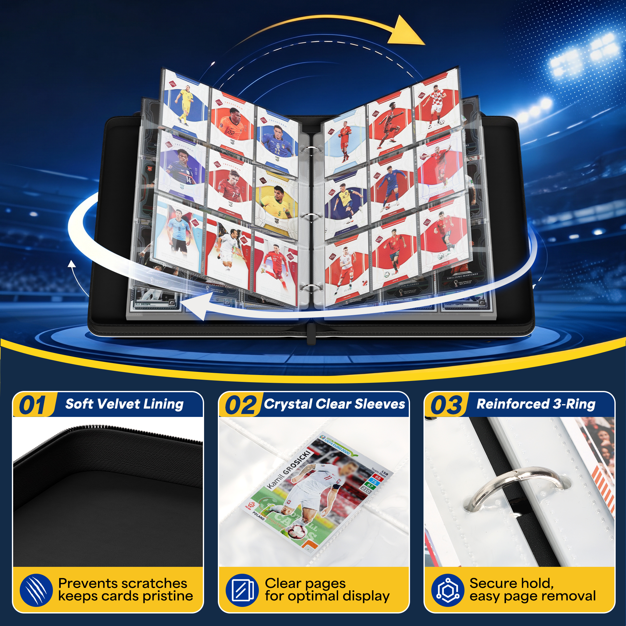 Kabinka 9-Pocket Soccer Card Binder, Holds 900 Trading Cards