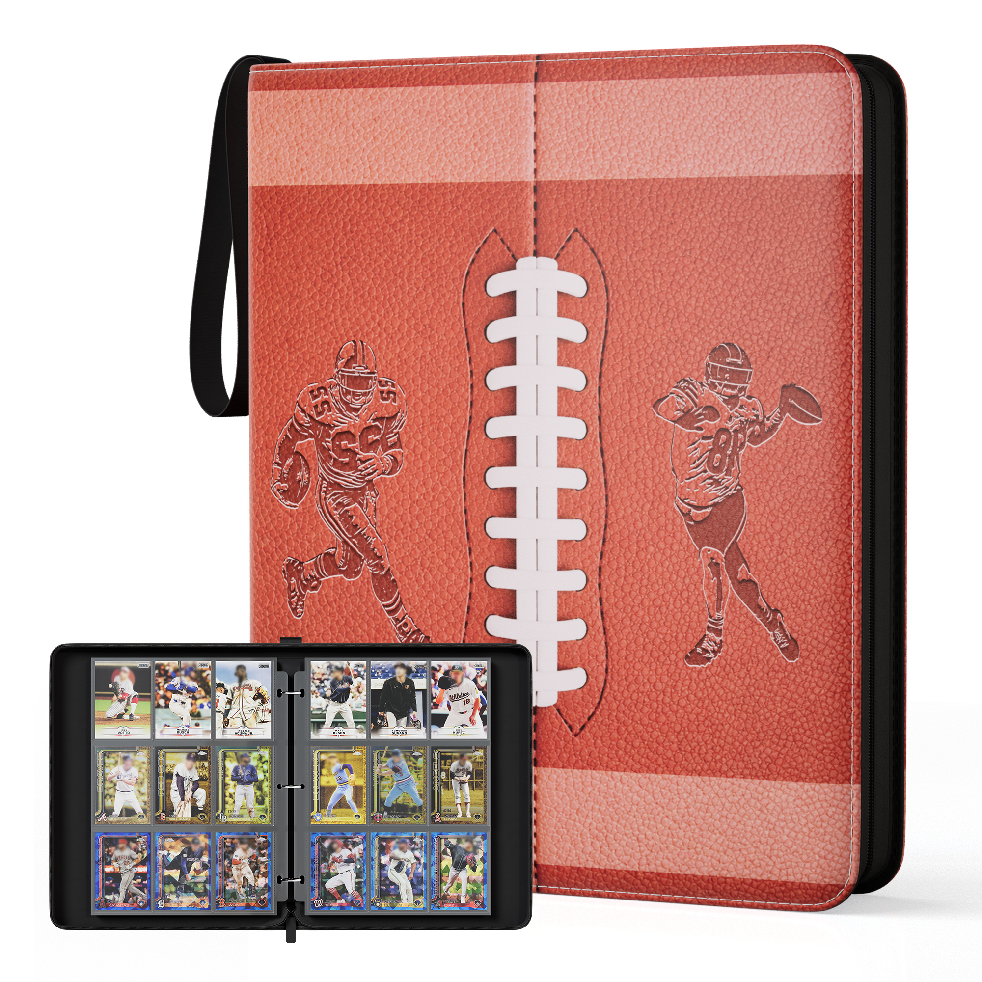 Kabinka 9 Pocket Baseball Card Binder, 900 Standard Cards Sports Card Binder with Zipper, Protective Trading Card Binder Collector Organizer for Baseball Sports Cards TCG (Baseball 1)