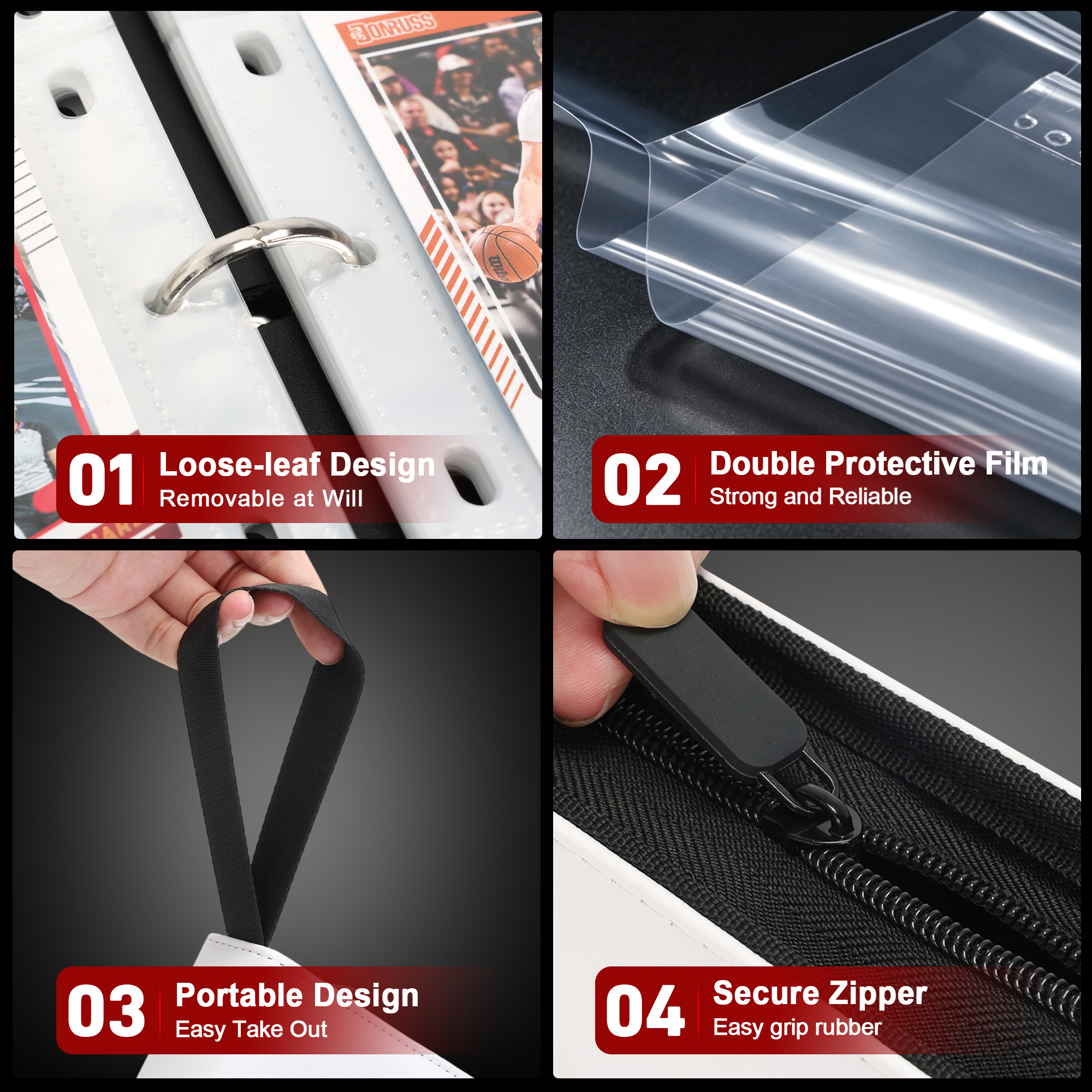 Kabinka 4 Pocket Baseball Card Binder, 400 Standard Cards Sports Card Binder with Zipper, Protective Trading Card Binder Collector Organizer for Baseball Sports Cards TCG (Baseball 1)