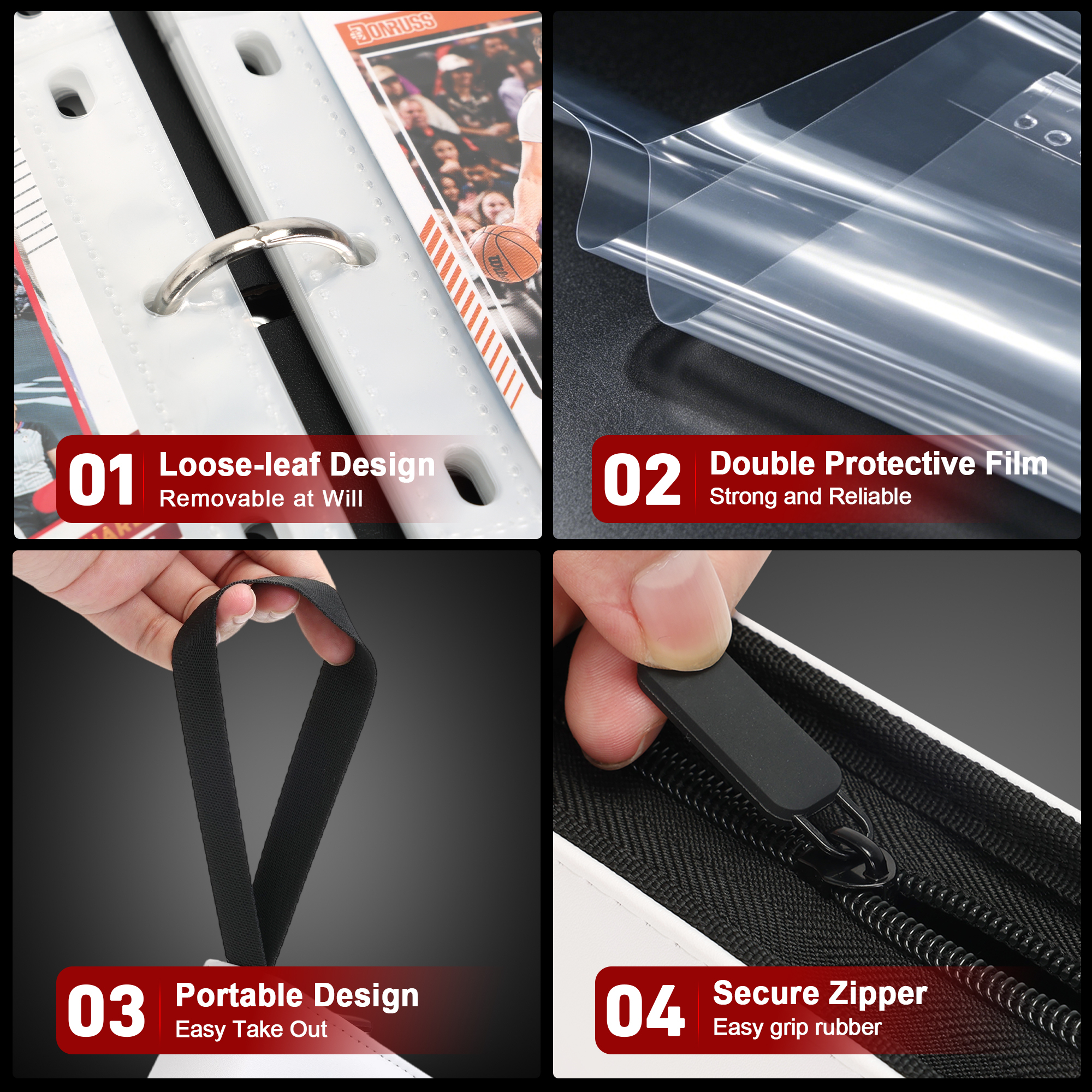 Kabinka 4 Pocket Baseball Card Binder, 400 Standard Cards Sports Card Binder with Zipper, Protective Trading Card Binder Collector Organizer for Baseball Sports Cards TCG (Baseball 2)