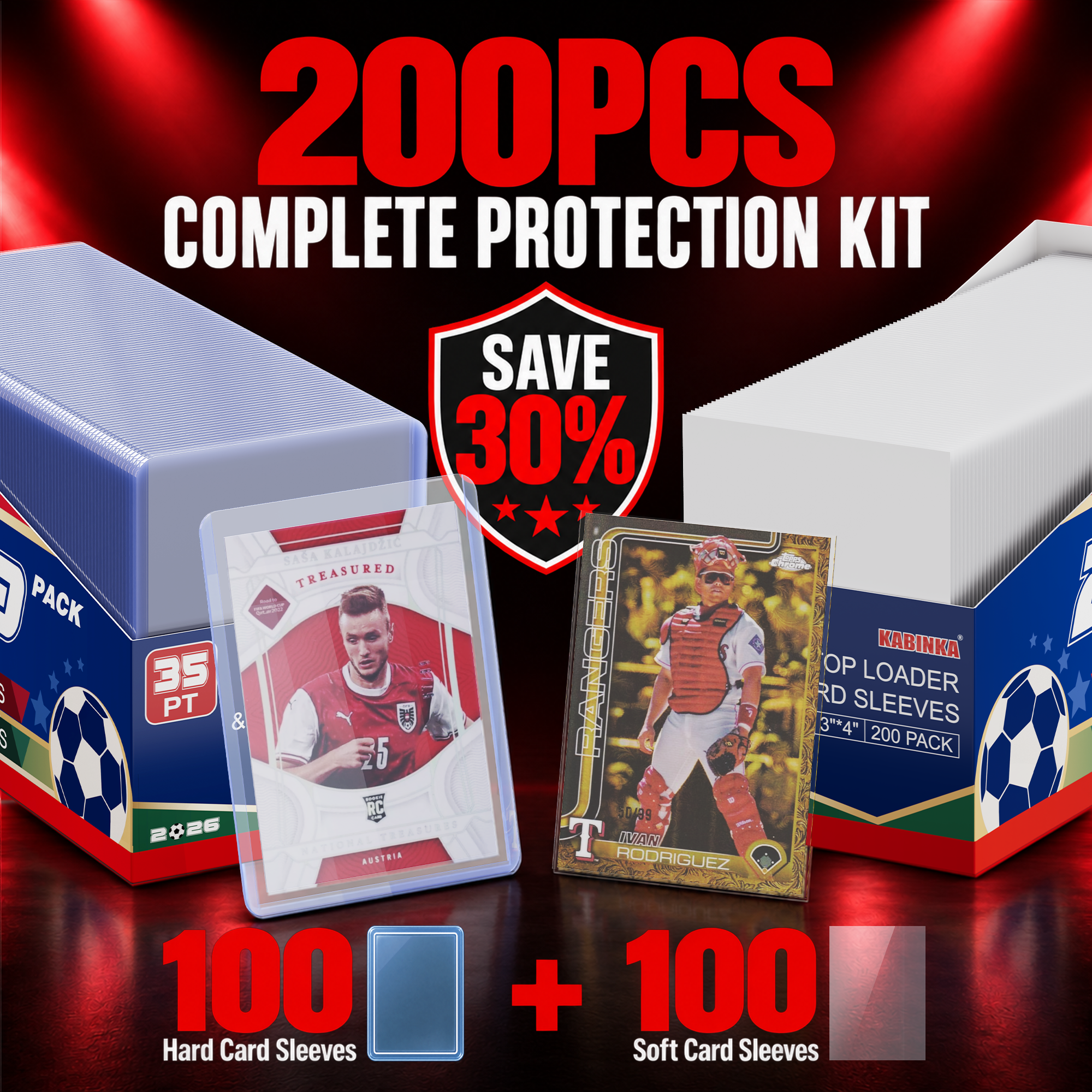 Kabinka 200 Card Sleeves Top Loaders for TradingCards