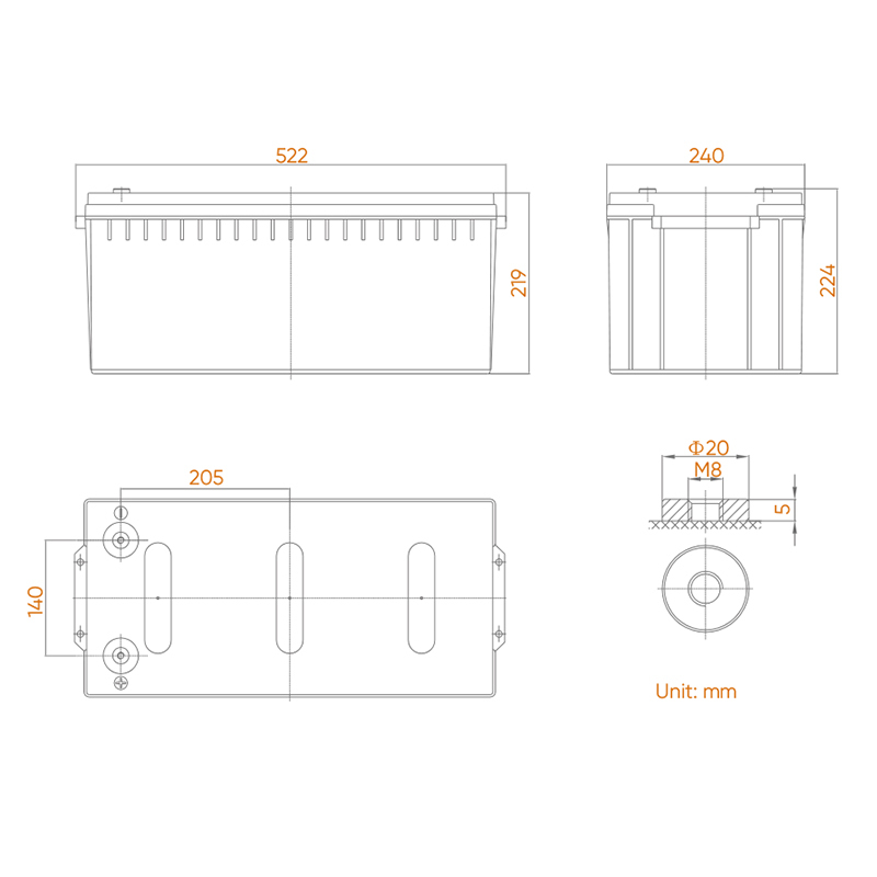 12V 200Ah LiFePo4 Deep Cycle Lithium Battery Bluetooth / Self-Heating / IP65