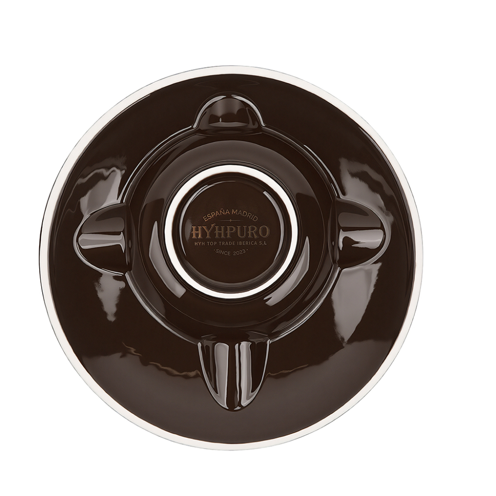 HYHPURO定制陶瓷烟灰缸 四人位 镂空底圆型 咖啡棕烫金(随单附送优惠券)