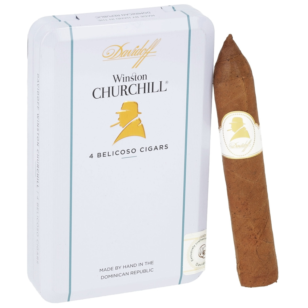 DAVIDOFF  WINSTON CHURCHILL BELICOSO 4s 大卫杜夫 温斯顿 丘吉尔 小鱼雷 铁盒 4支/盒