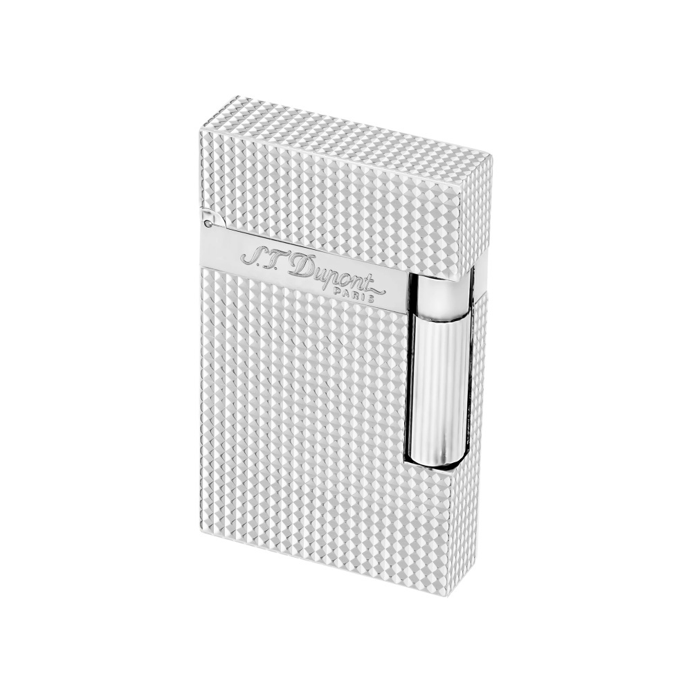 S.T.DUPONT 都彭 Ligne2 朗声系列 经典 微钻石菱纹 银色 打火机 016184