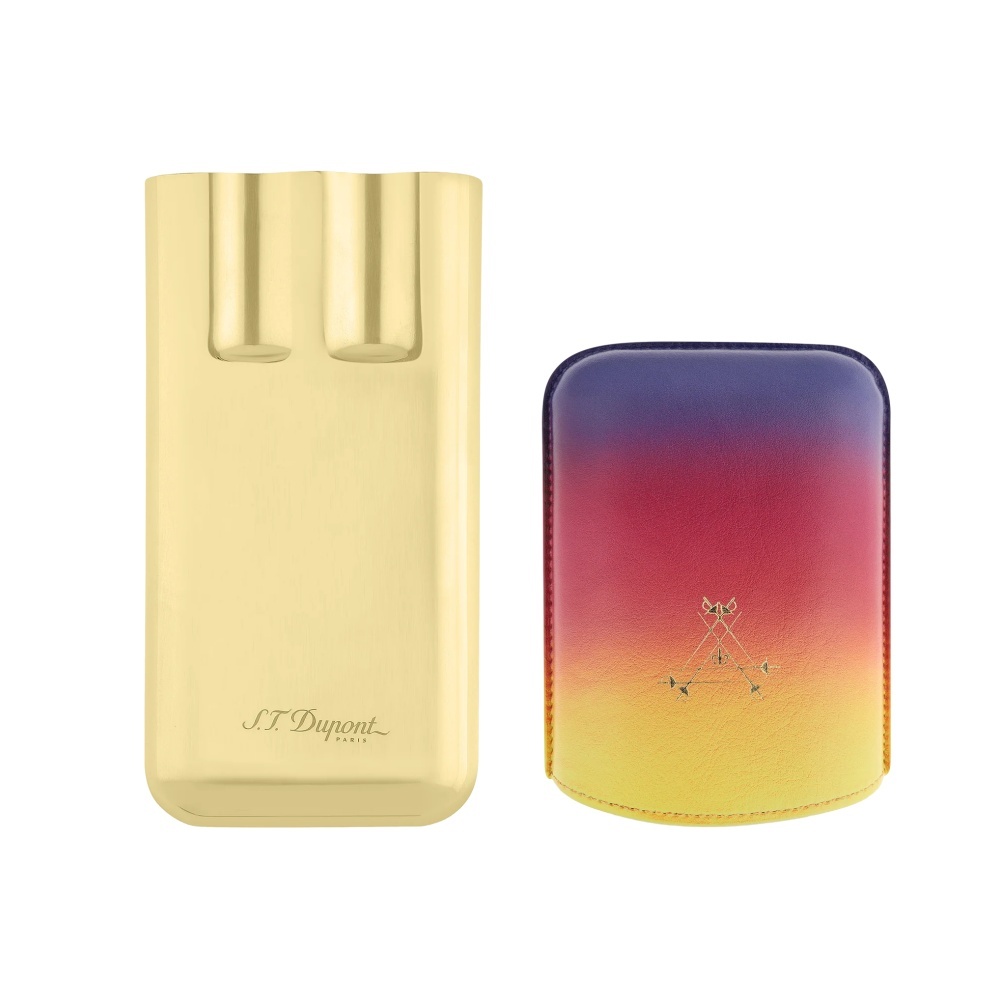 S.T.DUPONT 都彭 蒙特联名款 皮革 晨曦之光 3支装 便捷雪茄盒 183034