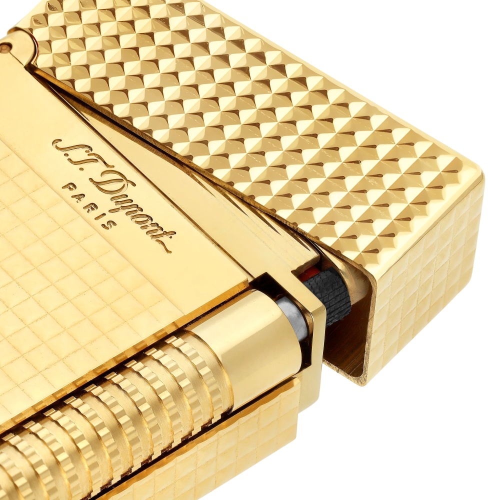 S.T.DUPONT 都彭 Le Grand 格兰德系列 钻石菱纹 双火焰 金色 打火机 C23009